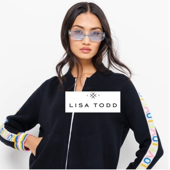 Lisa Todd Sweaters - Lisa Todd "Love Bomb" black cardigan zip up sweater, Med  CB2291